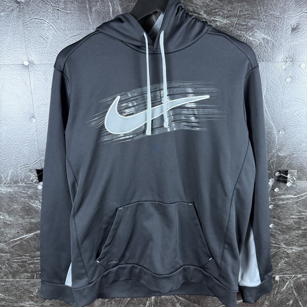 Nike Men's Grey Therma-Fit Fleece Hoodie Large